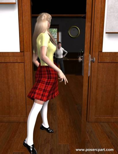 schoolgirl entering office